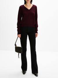 V Neck Sweater,SASUPHI,BORDEAUX,Image 2