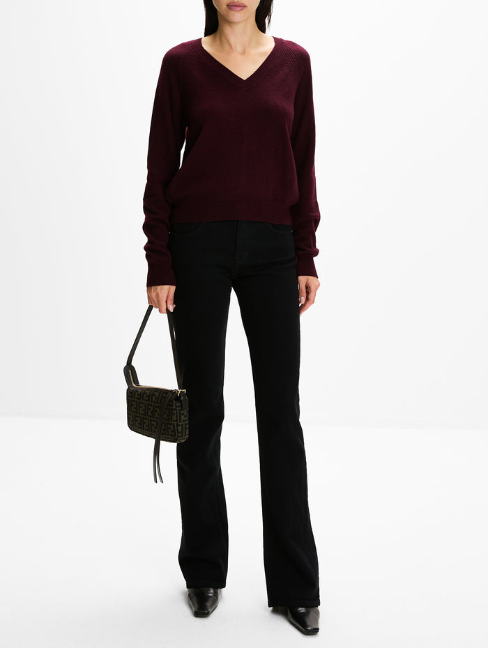 V Neck Sweater,SASUPHI,BORDEAUX,Image 1