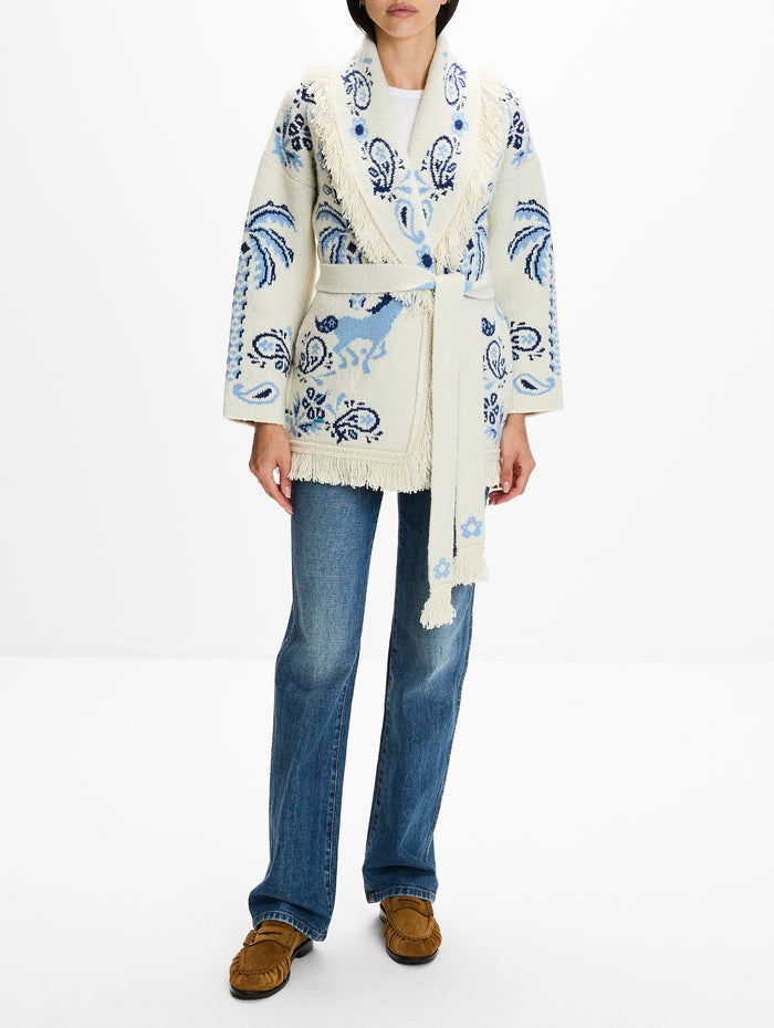 Island Roots Foulard Cardigan,ALANUI,CHALK ONDA,Image 1