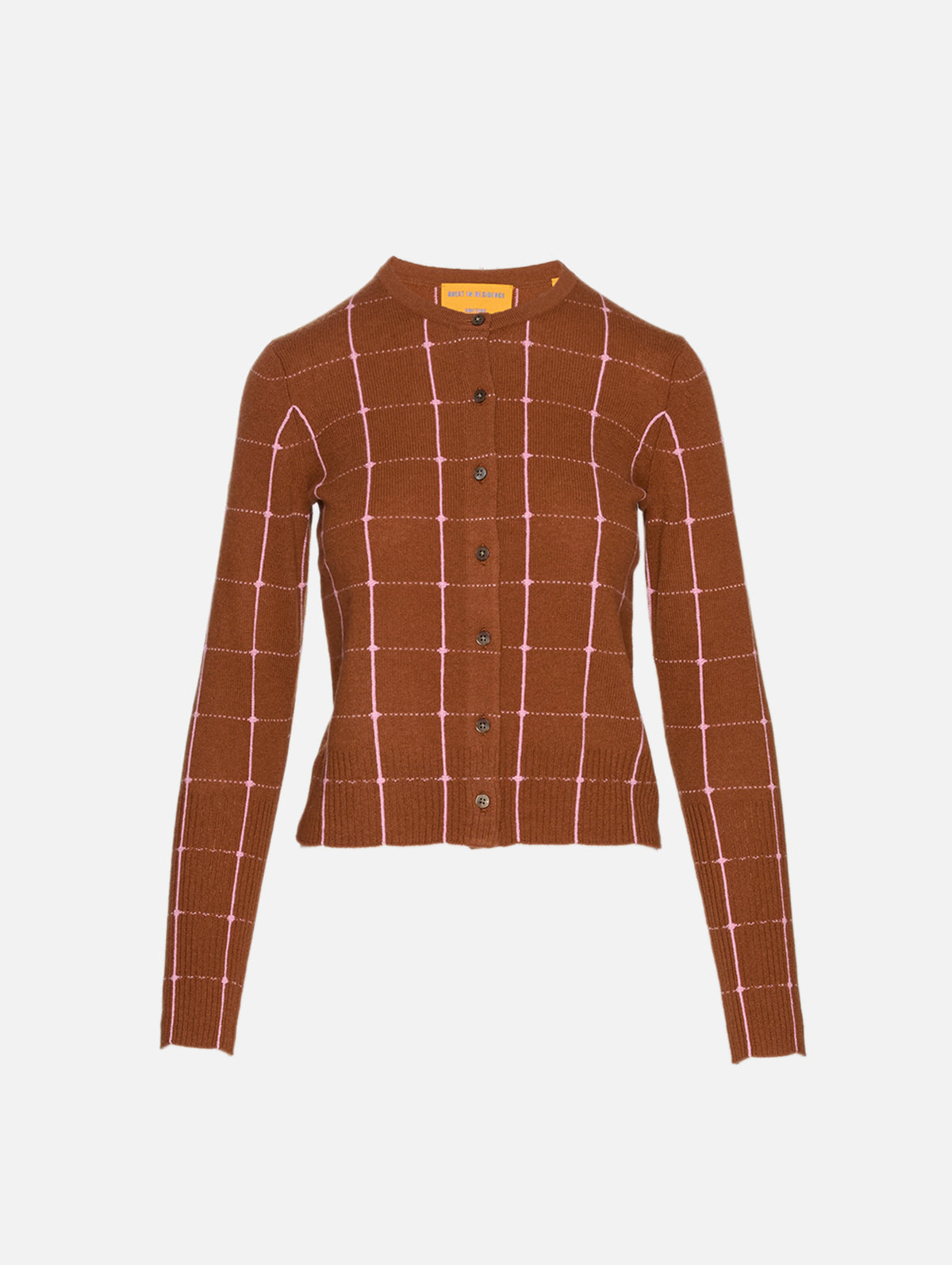Jane Checker Cardigan,GUEST IN RESIDENCE,BURNT SIENNA SPRINKLE,Image 1