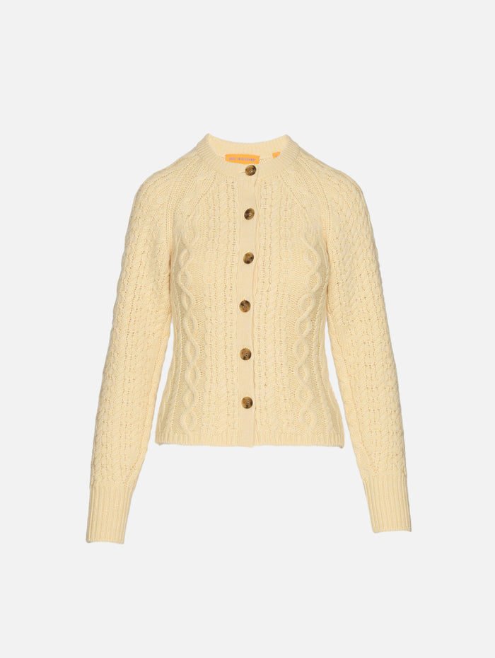 Cable Sculpted Cardigan,GUEST IN RESIDENCE,BUTTER,Image 1