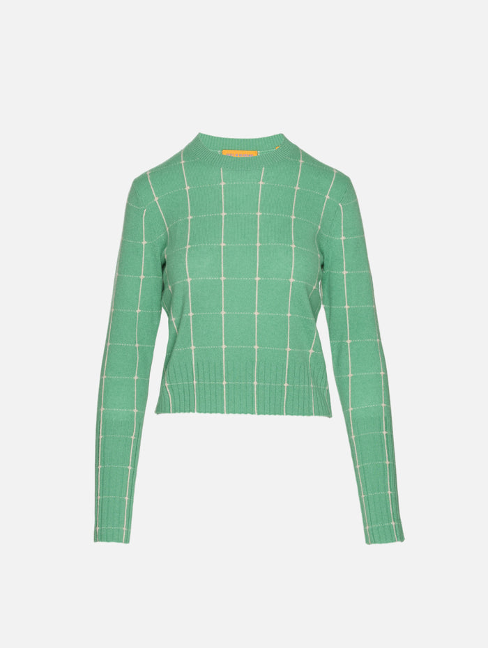 Shrunken Checker Sweater,GUEST IN RESIDENCE,HIGHLAND/SANDST,Image 1
