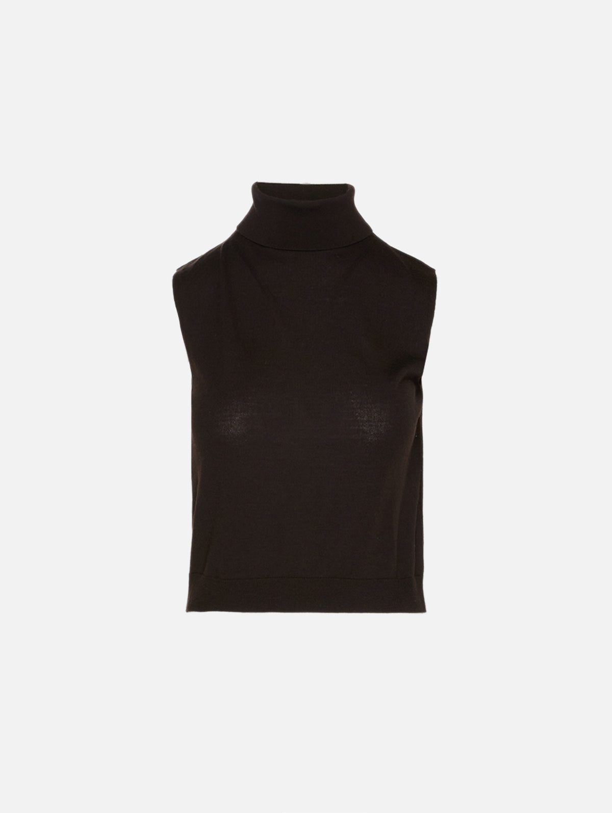 James Sleeveless Turtleneck Top,LESET,CHOCOLATE,Image 1