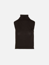 James Sleeveless Turtleneck Top,LESET,CHOCOLATE,Image 1
