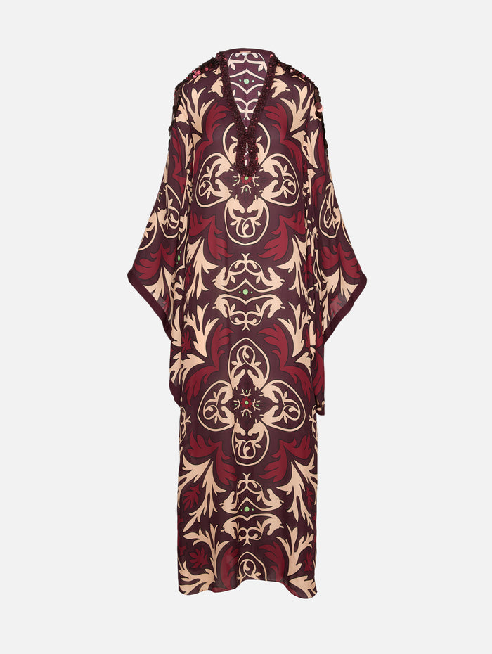 One Palm Tunic Dress,JOHANNA ORTIZ,WINE SAND,Image 1