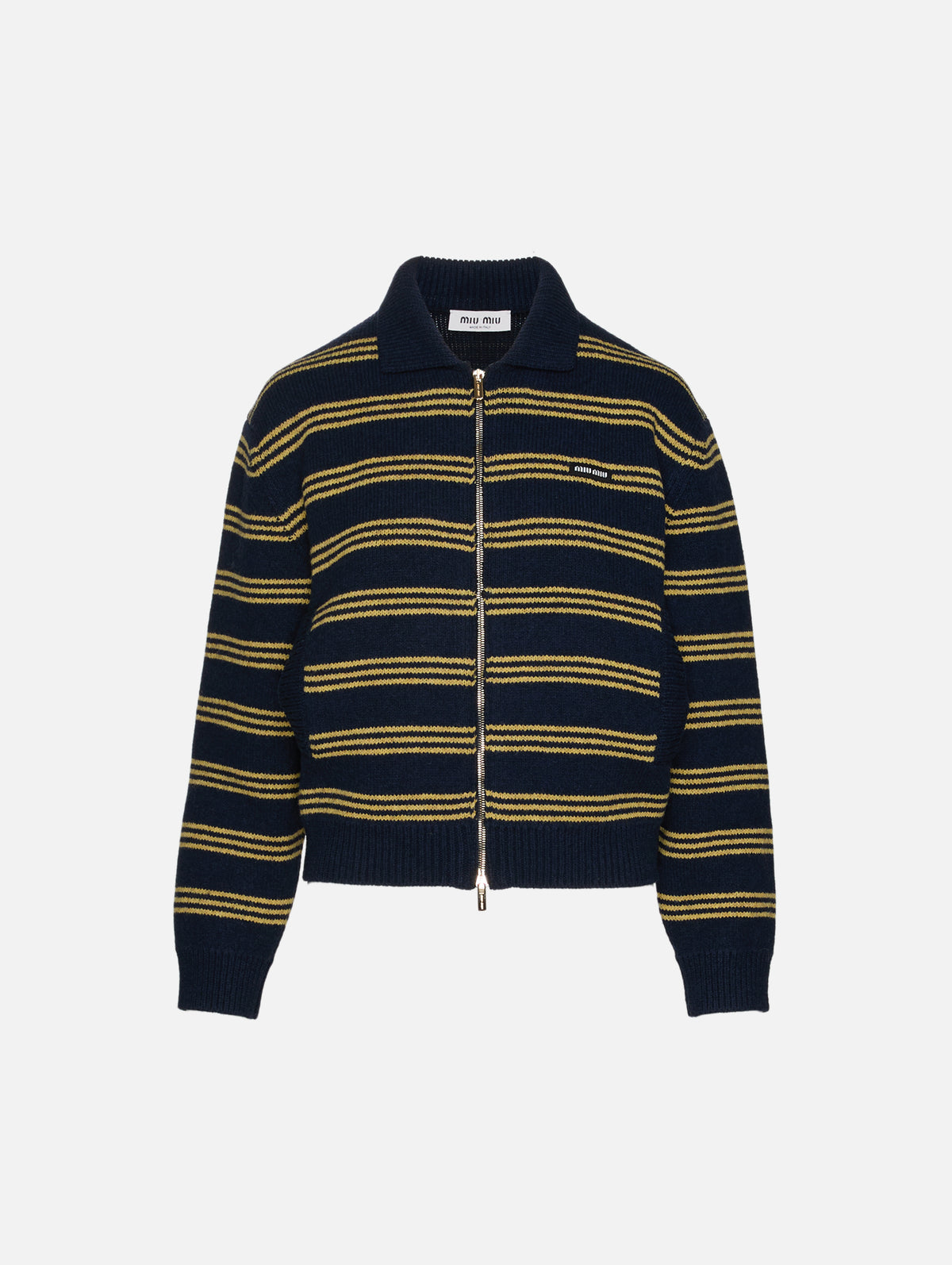 Zip Up Sweater,MIU MIU,BLUE,Image 2