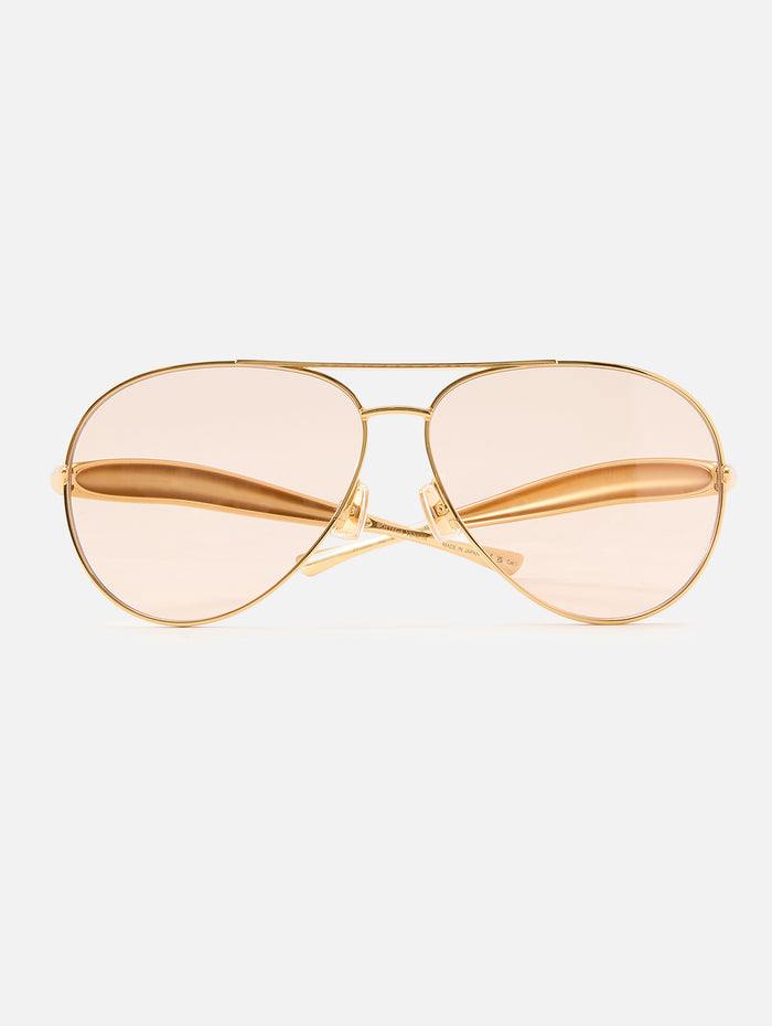 Sardine Aviator Sunglasses,KERING EYE - BOTTEGA VENETA,GOLD/BROWN,Image 1