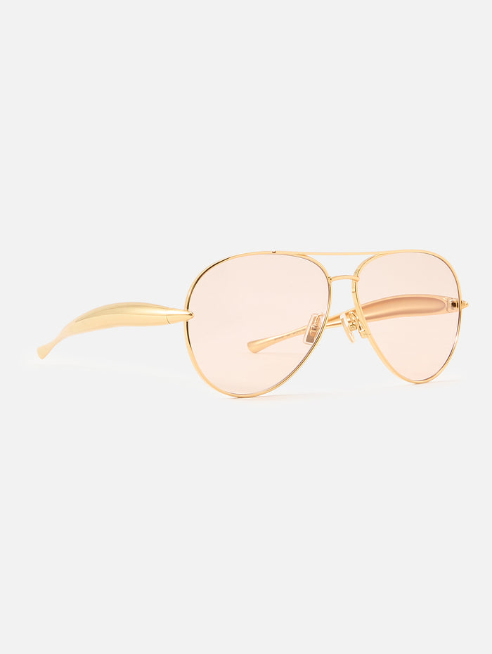 Sardine Aviator Sunglasses,KERING EYE - BOTTEGA VENETA,GOLD/BROWN,Image 1