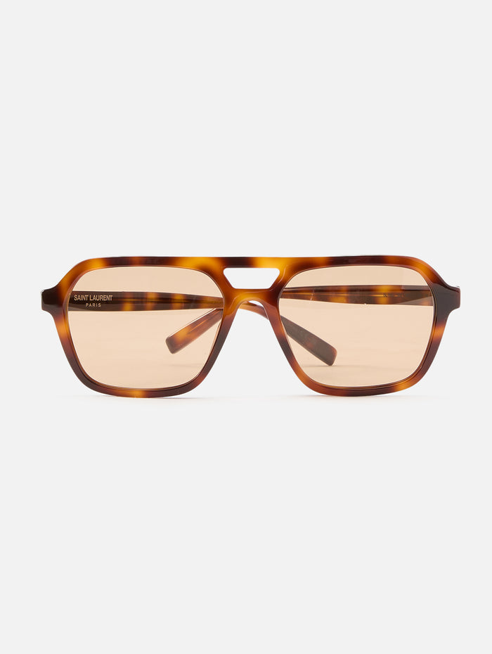 Squared Aviator Sunglasses,KERING EYE- SAINT LAURENT,HAVANA,Image 1