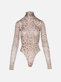 Printed Bodysuit,LAPOINTE,SNOW LEOPARD,Image 1