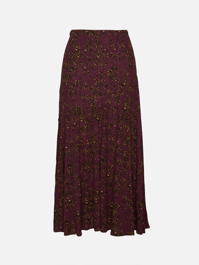 Fiona Jersey Skirt,ULLA JOHNSON,CLARET FLORAL,Image 1