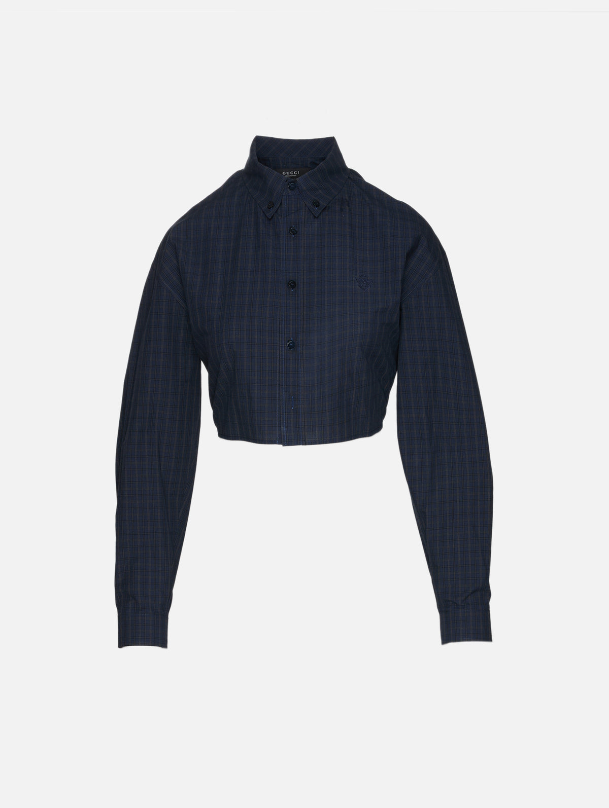 Long Sleeve Cropped Shirt,GUCCI,BLUE WHITE,Image 1