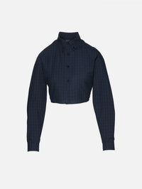 Long Sleeve Cropped Shirt,GUCCI,BLUE WHITE,Image 1