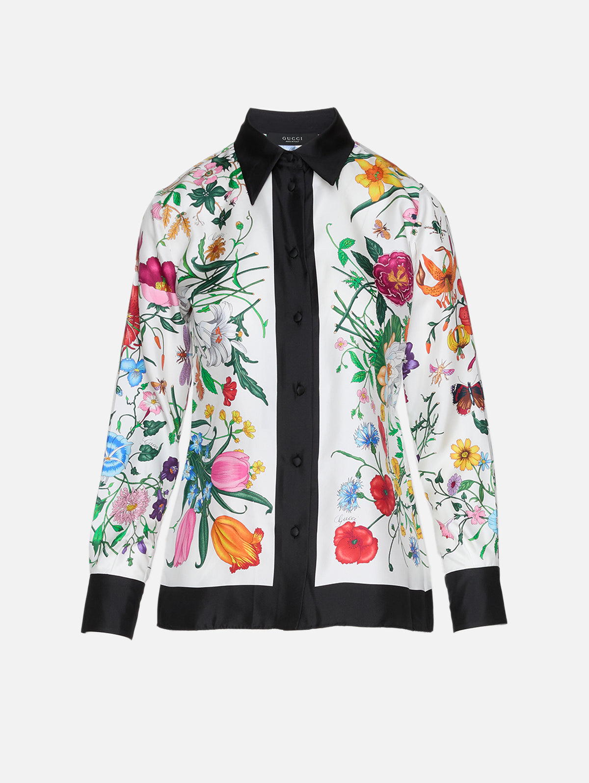 Flora Shirt,GUCCI,WHITE BLACK MULTI,Image 1