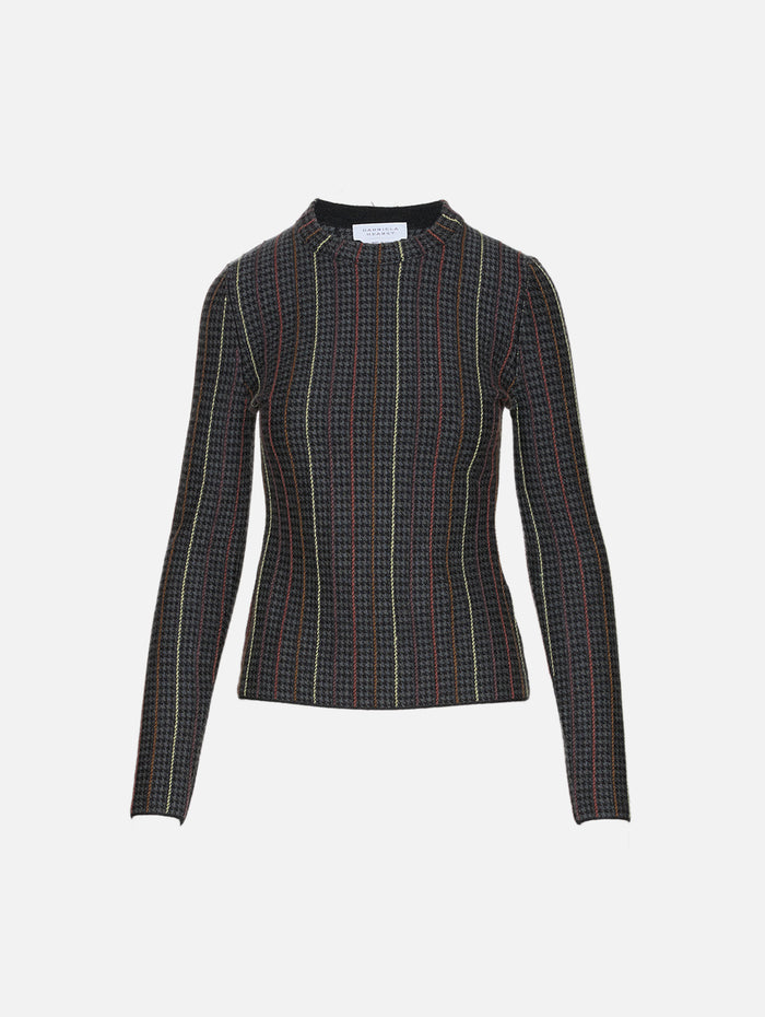 Pons Crewneck Top,GABRIELA HEARST,CHARCOAL MULTI,Image 1
