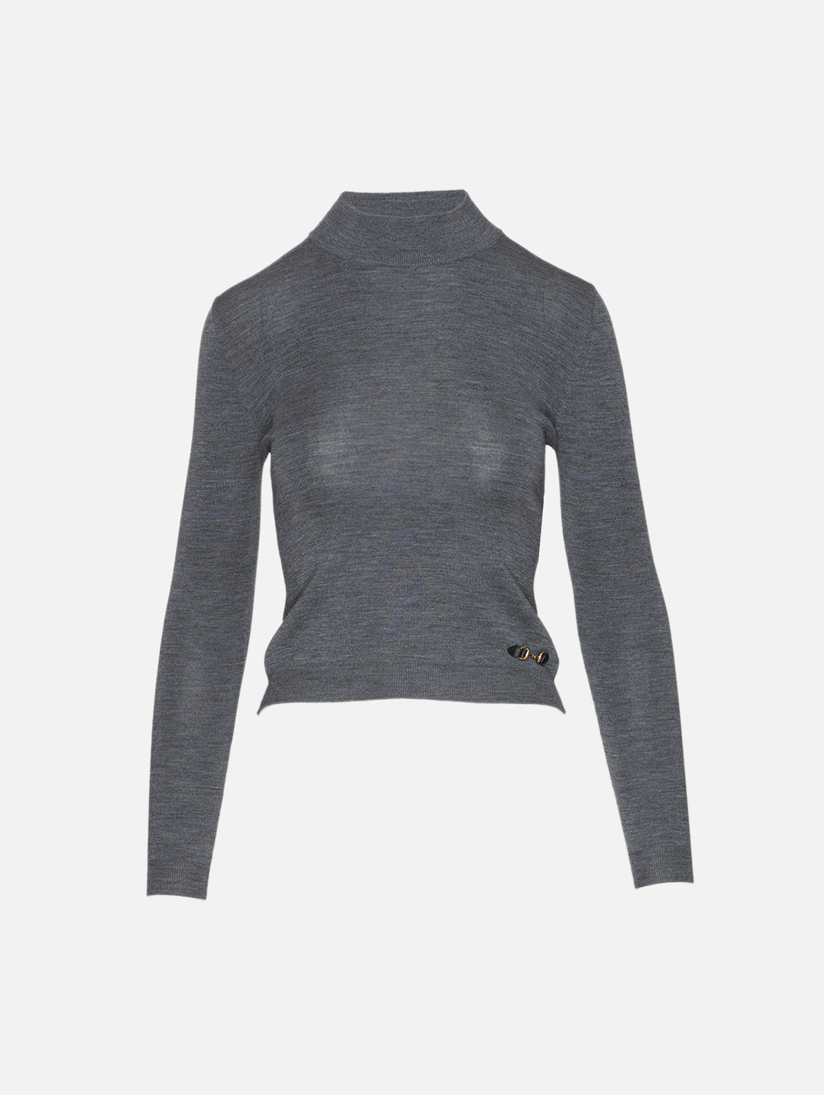 Mock Neck Knit Top,GUCCI,DARK GREY MIX,Image 1