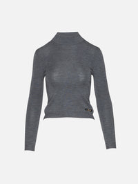 Mock Neck Knit Top,GUCCI,DARK GREY MIX,Image 1