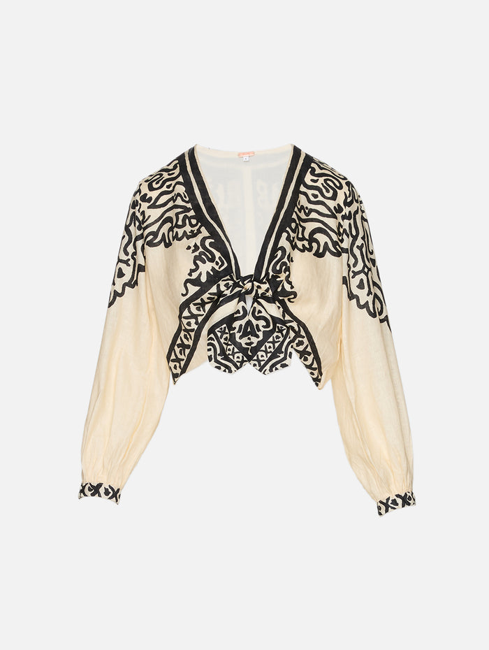 Gentle Burn Top,JOHANNA ORTIZ,ECRU BLACK,Image 1