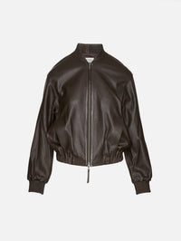 Bubble Hem Bomber Jacket,TWP,DARK CHOCOLATE,Image 1
