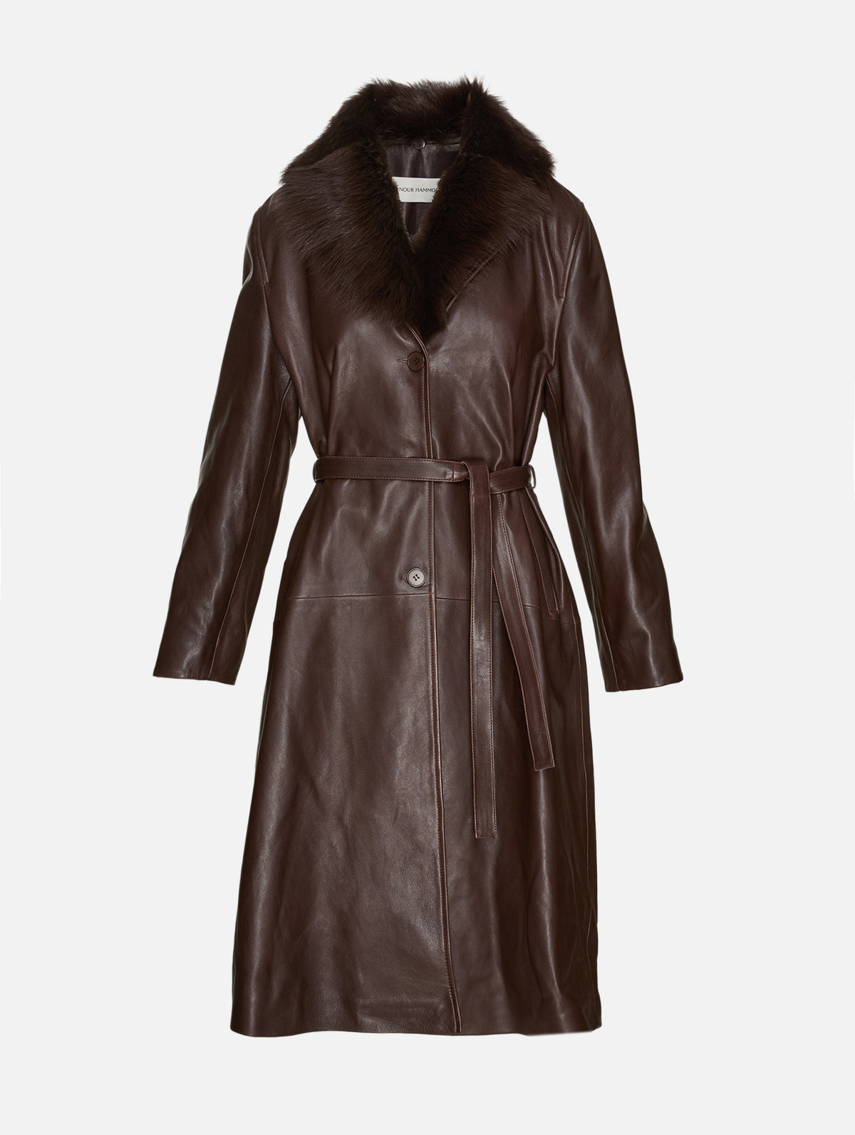 Niven Coat,NOUR HAMMOUR,DARK BROWN,Image 2