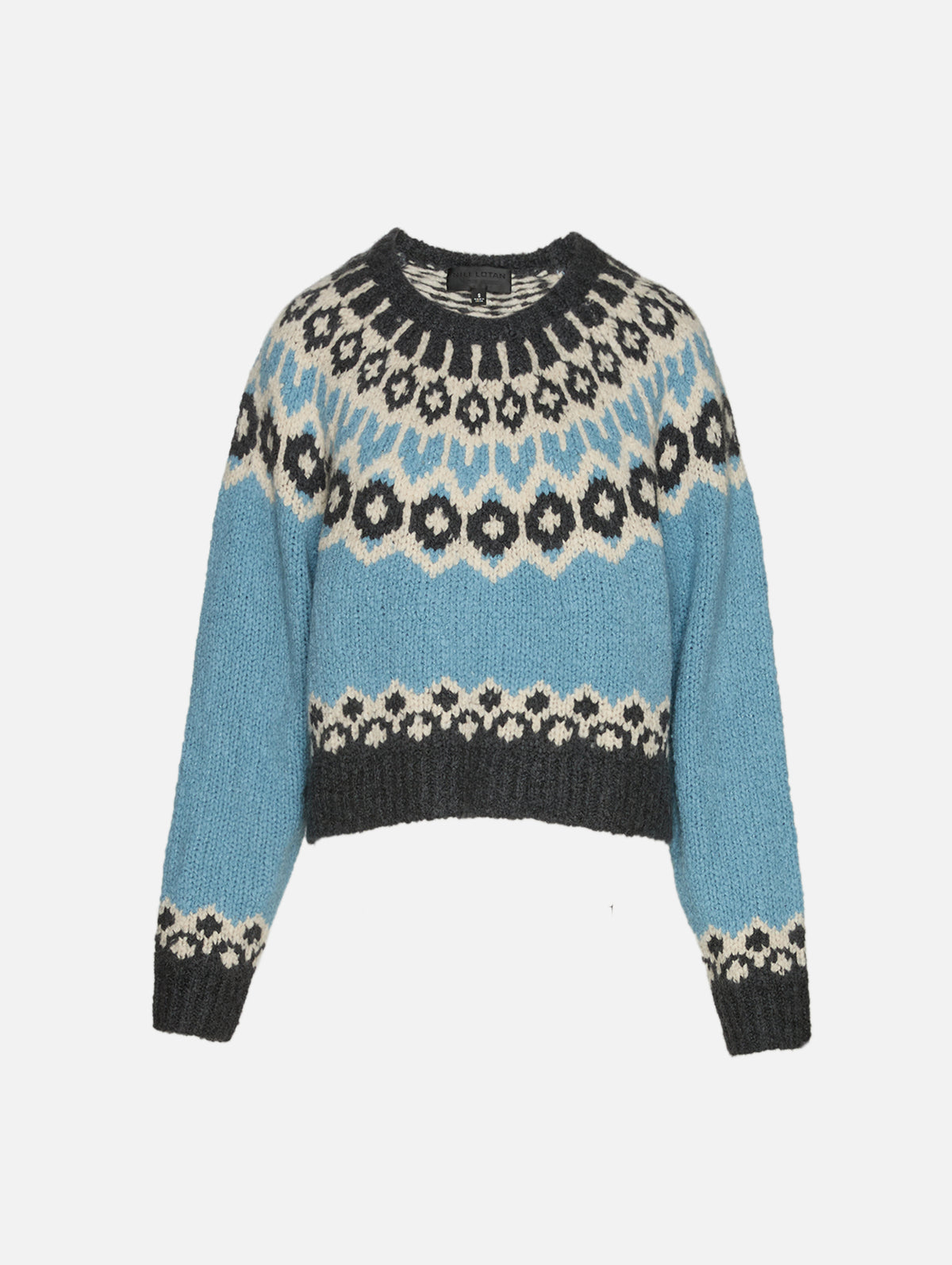 Isaline Fair Isle Sweater,NILI LOTAN,ICEBERG BLUE,Image 1