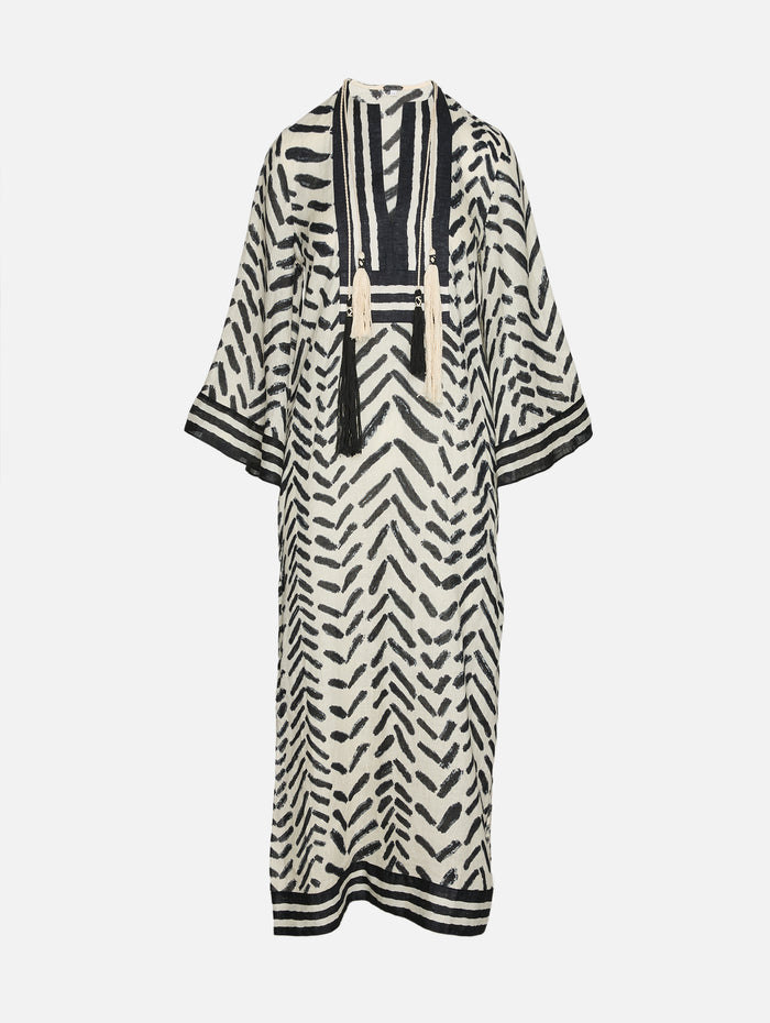Squared Away Tunic Dress,JOHANNA ORTIZ,ECRU/BLACK,Image 1