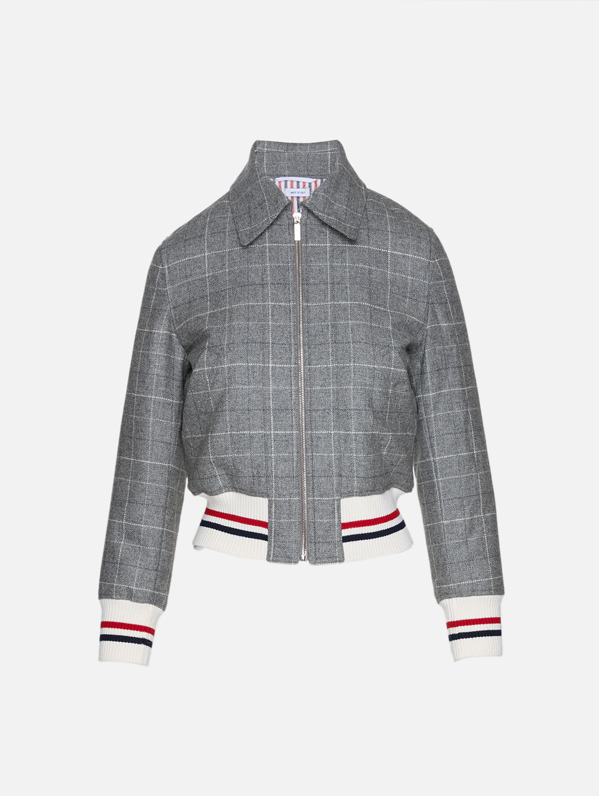 Cropped Flight Jacket,THOM BROWNE,MEDIUM GREY,Image 1