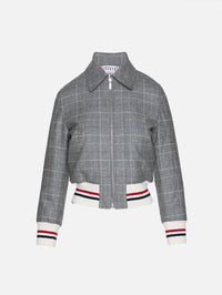 Cropped Flight Jacket,THOM BROWNE,MEDIUM GREY,Image 1