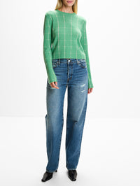 Shrunken Checker Sweater,GUEST IN RESIDENCE,HIGHLAND/SANDST,Image 2