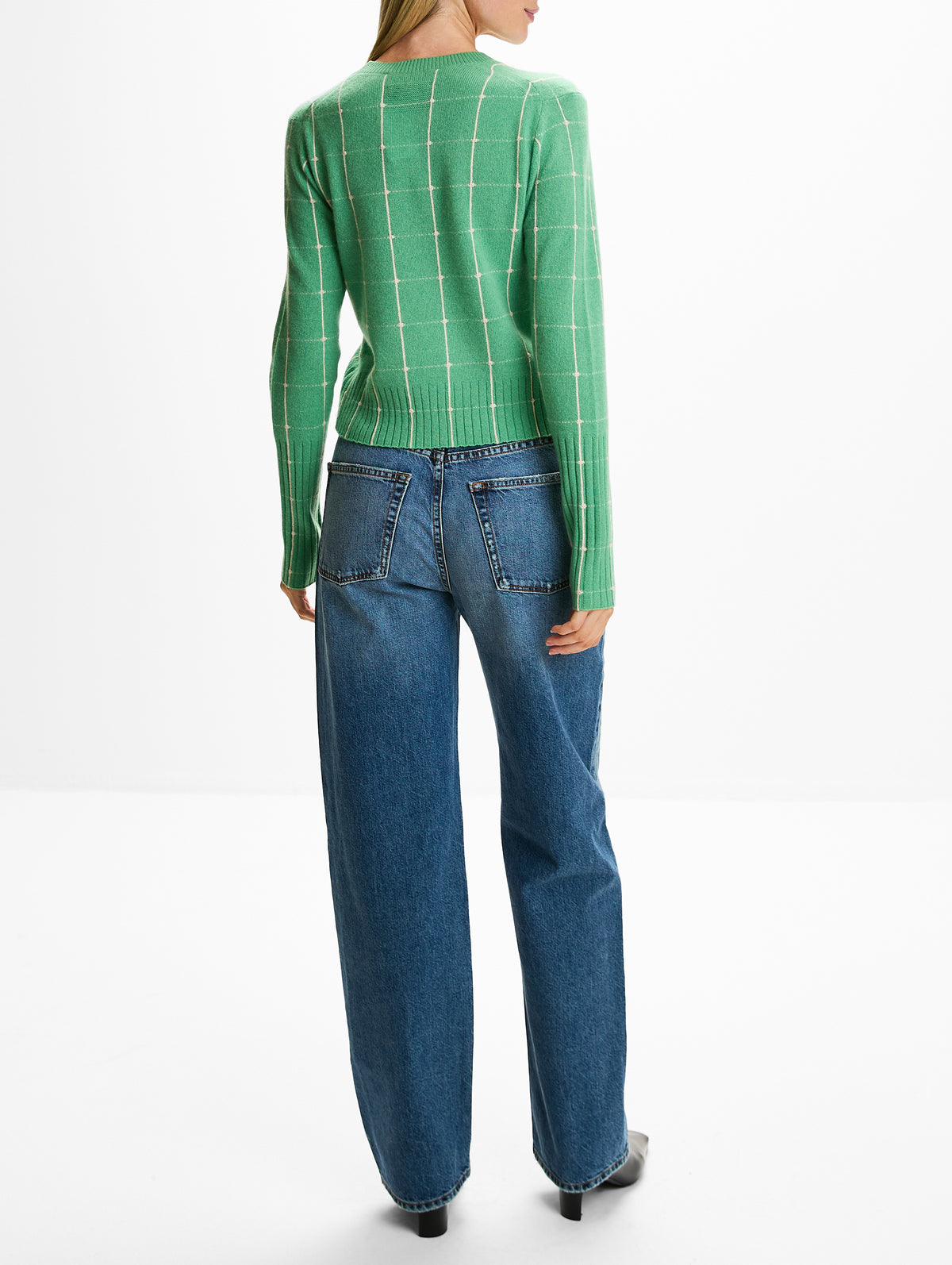 Shrunken Checker Sweater,GUEST IN RESIDENCE,HIGHLAND/SANDST,Image 3