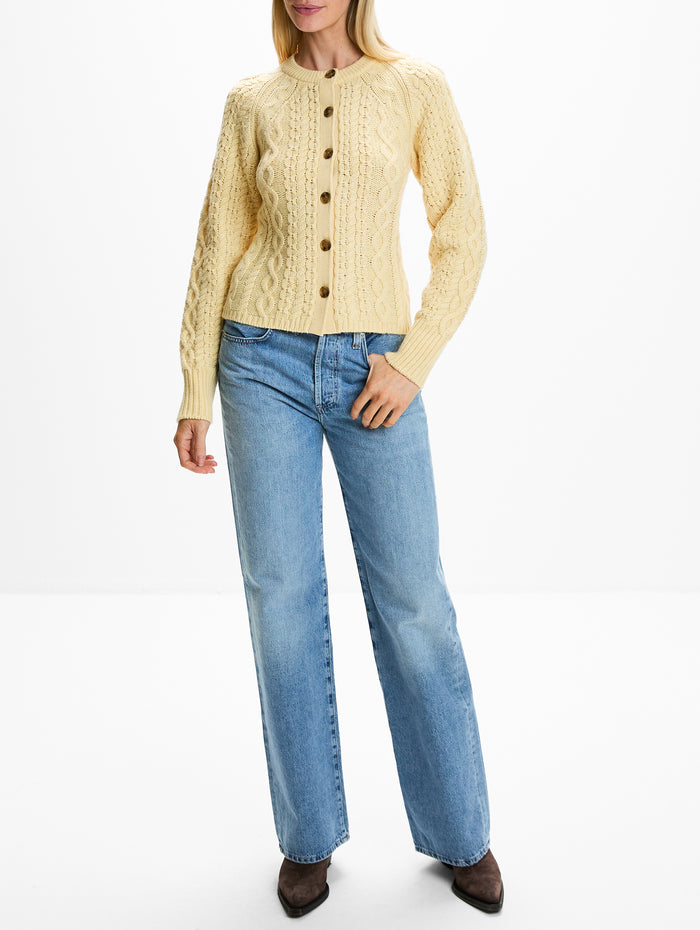 Cable Sculpted Cardigan,GUEST IN RESIDENCE,BUTTER,Image 1