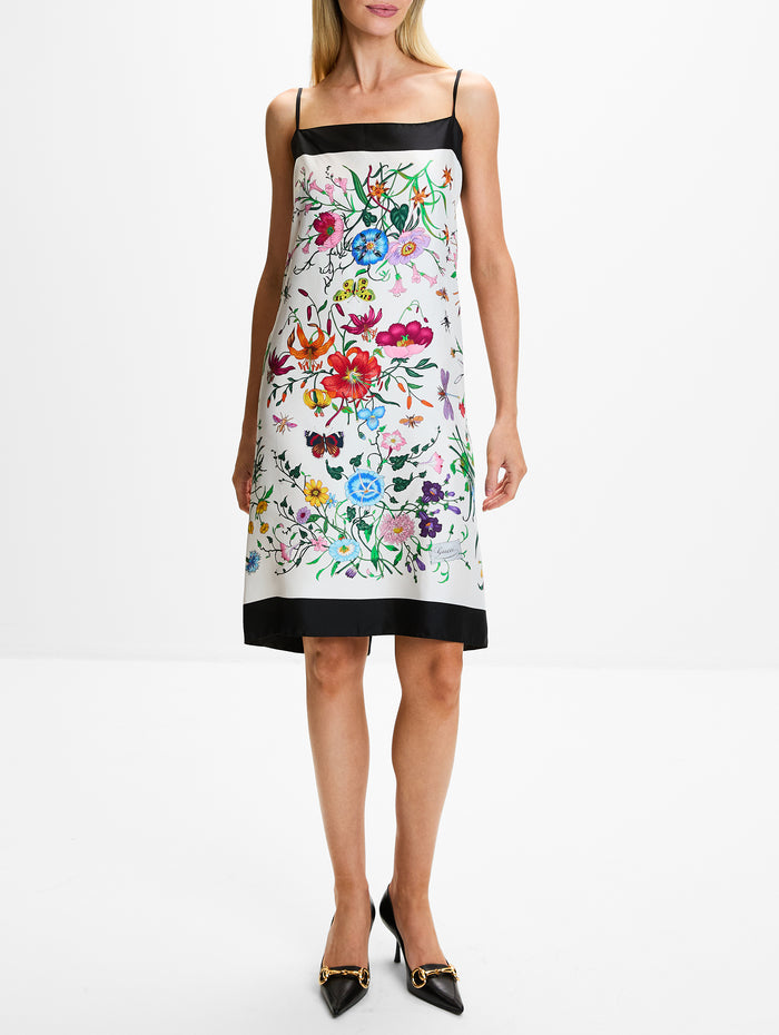 Flora Place Dress,GUCCI,WHITE BLACK MULTI,Image 1