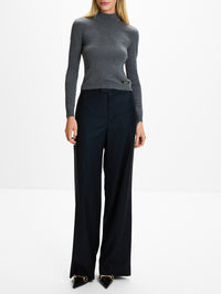 Mock Neck Knit Top,GUCCI,DARK GREY MIX,Image 2