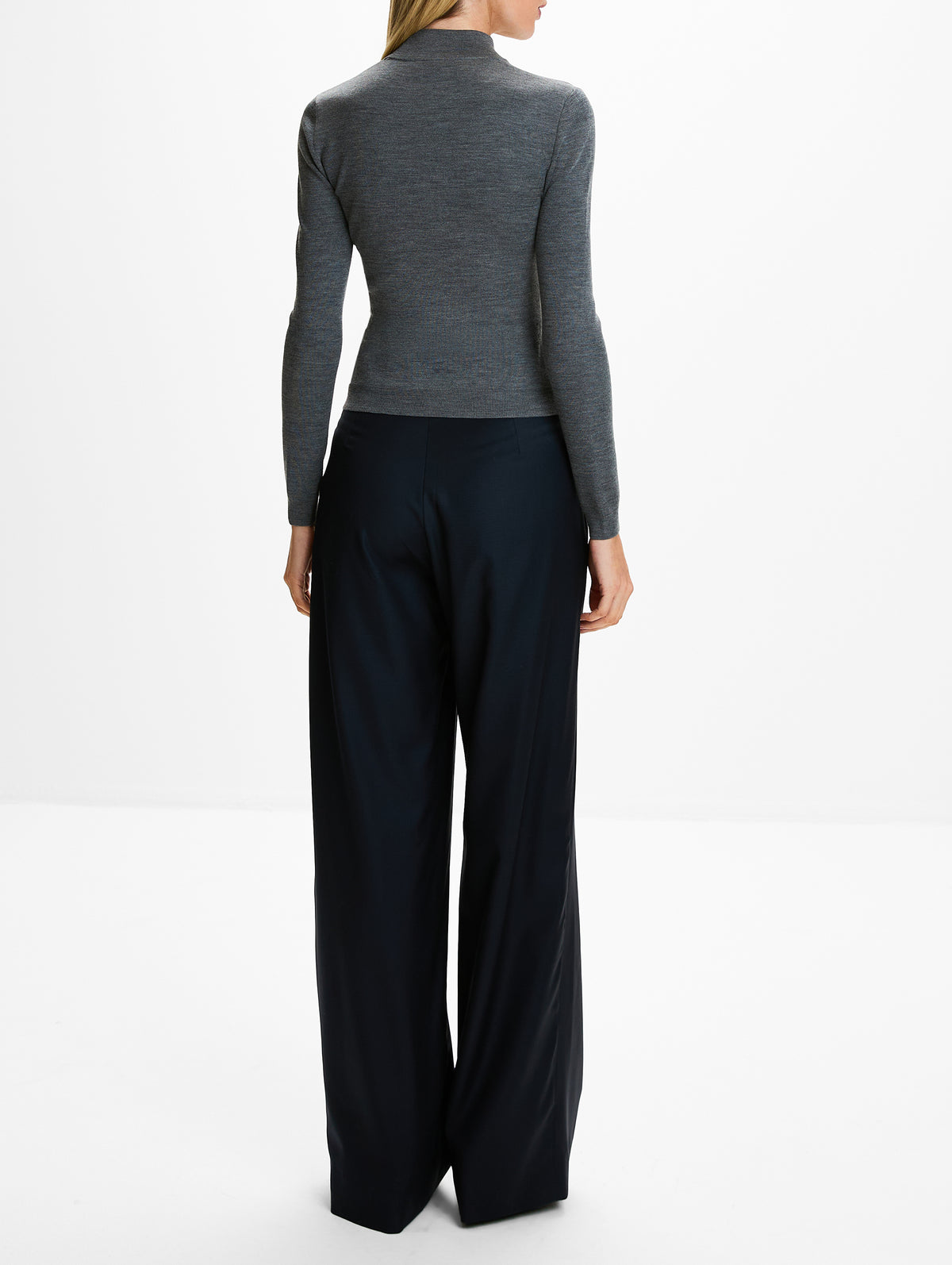 Mock Neck Knit Top,GUCCI,DARK GREY MIX,Image 3