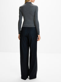 Mock Neck Knit Top,GUCCI,DARK GREY MIX,Image 3