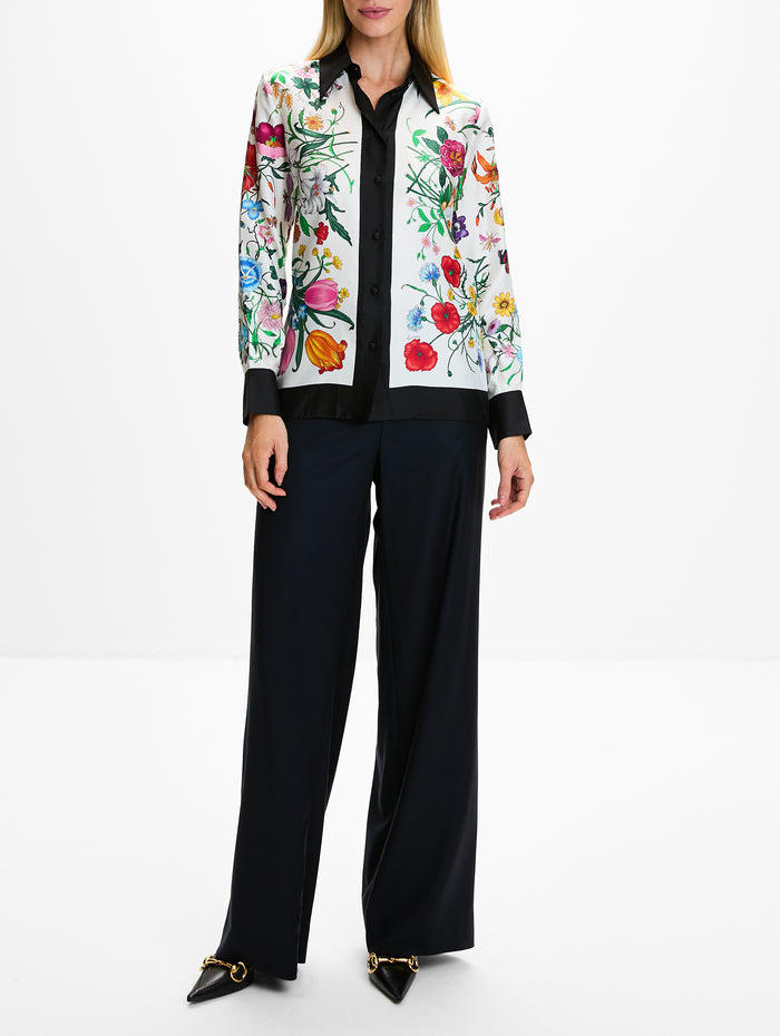 Flora Shirt,GUCCI,WHITE BLACK MULTI,Image 1