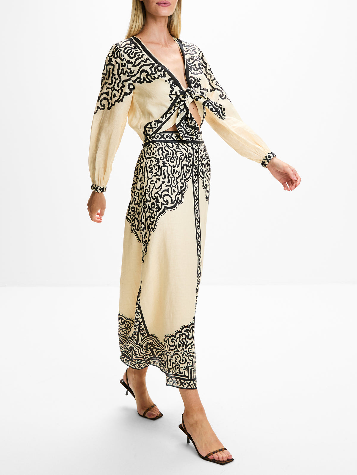 Loose Horizon Ankle Skirt,JOHANNA ORTIZ,ECRU BLACK,Image 3