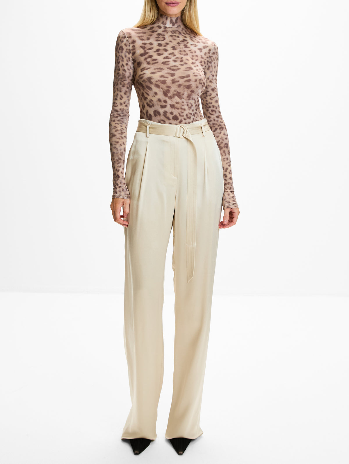 Printed Bodysuit,LAPOINTE,SNOW LEOPARD,Image 2