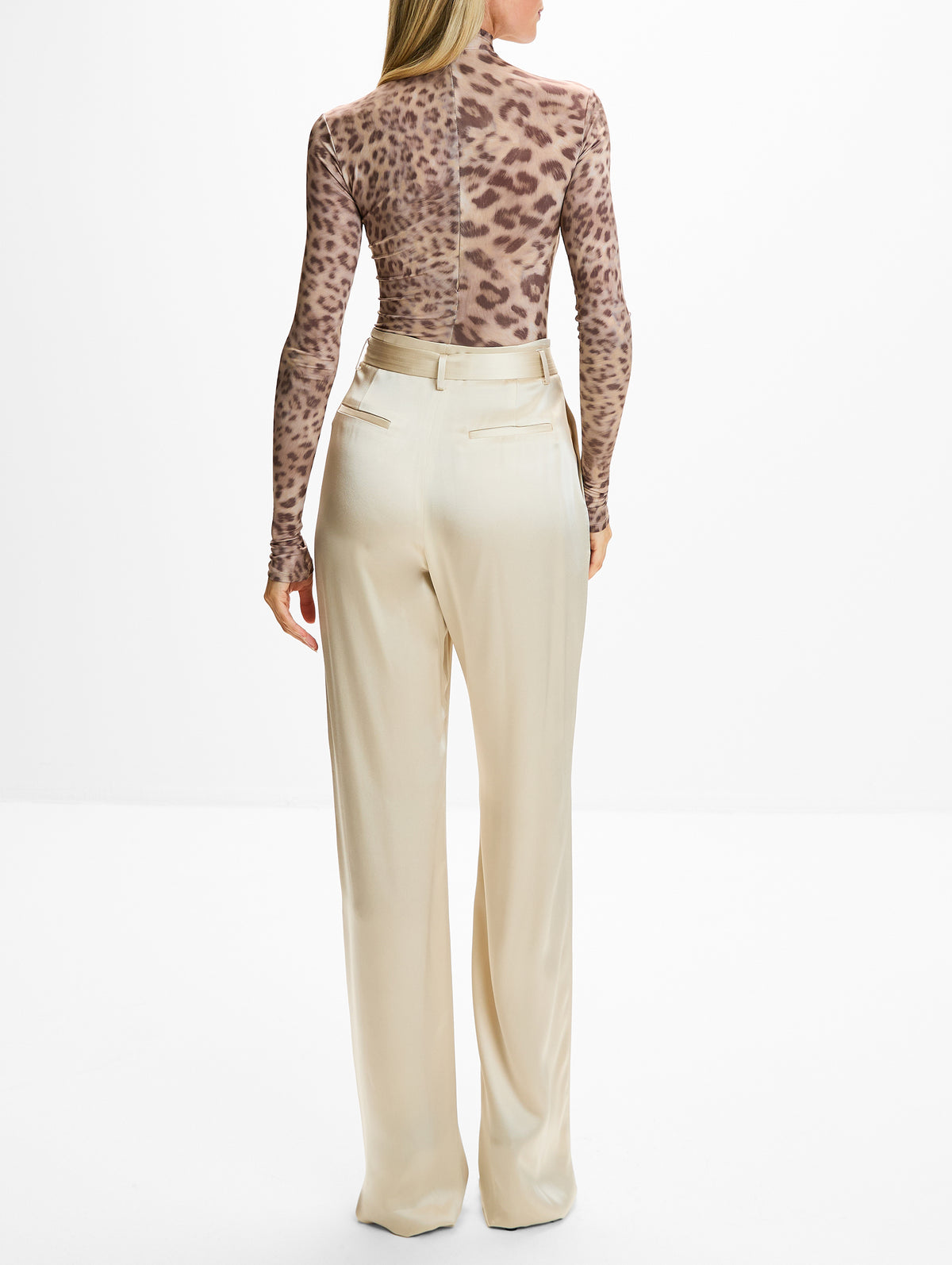 Printed Bodysuit,LAPOINTE,SNOW LEOPARD,Image 3