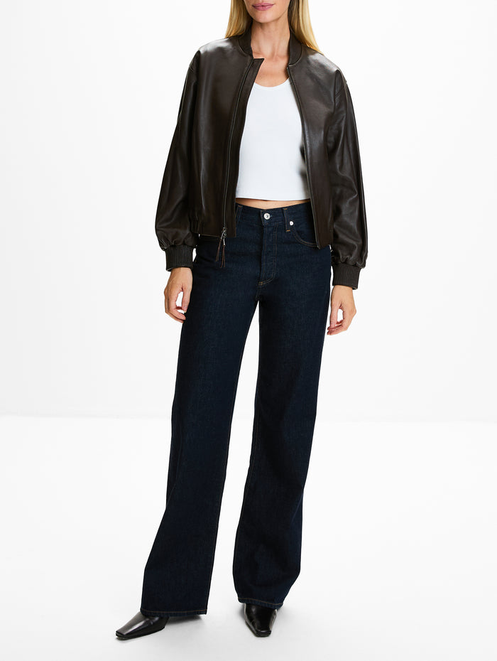 Bubble Hem Bomber Jacket,TWP,DARK CHOCOLATE,Image 1