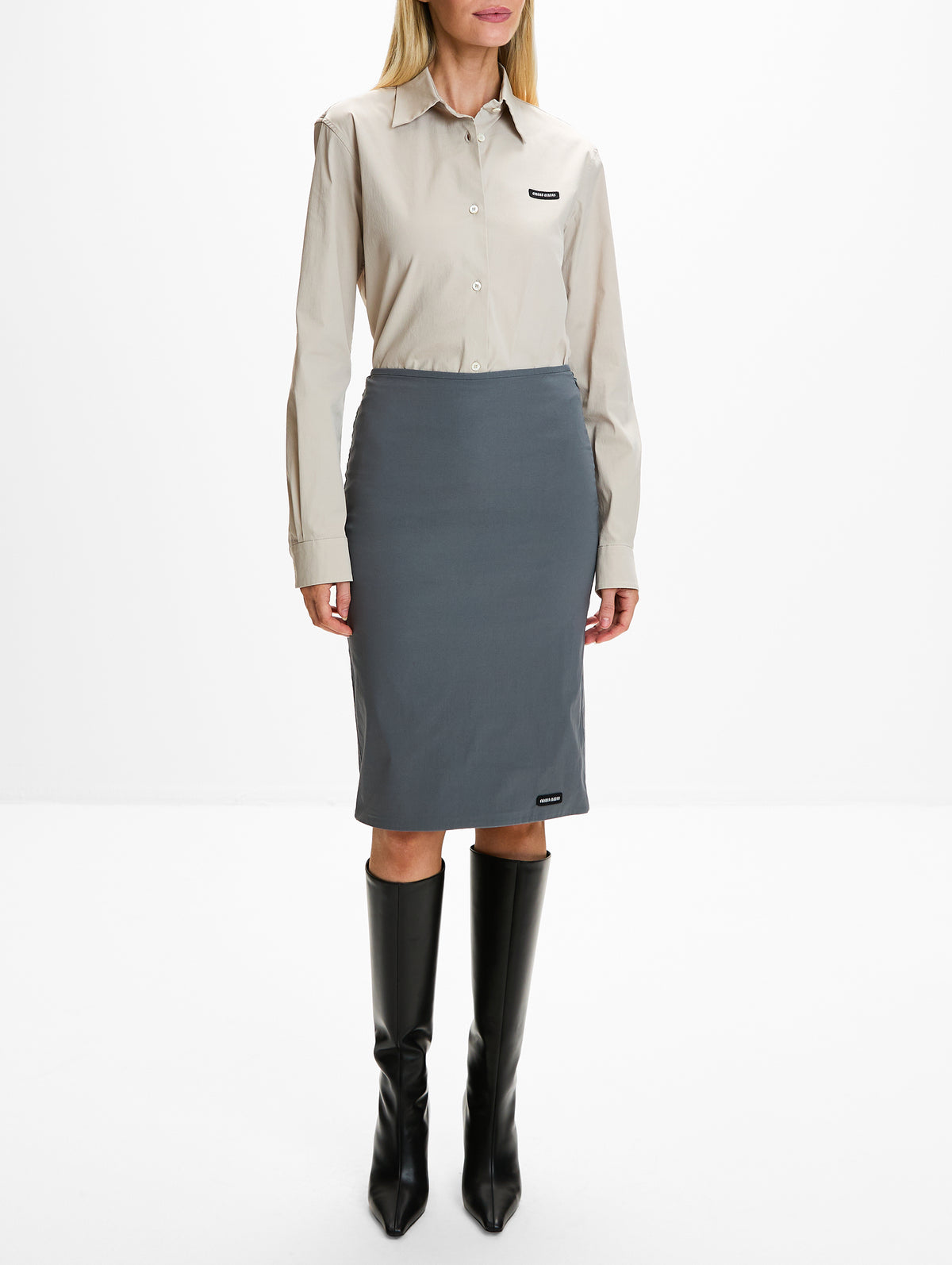 Skirt,MIU MIU,GREY,Image 2