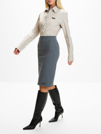 Skirt,MIU MIU,GREY,Image 3