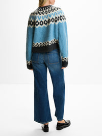 Isaline Fair Isle Sweater,NILI LOTAN,ICEBERG BLUE,Image 3