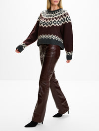 Isaline Fair Isle Sweater,NILI LOTAN,BURGUNDY FAIRIS,Image 3