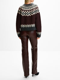 Isaline Fair Isle Sweater,NILI LOTAN,BURGUNDY FAIRIS,Image 4