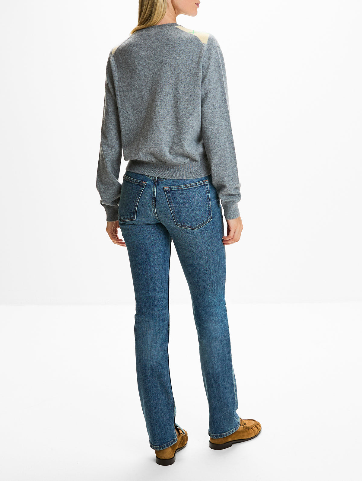 Academy V Neck Sweater,RÙADH,GREY/YELLOW,Image 3