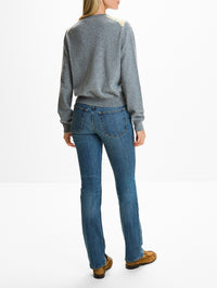 Academy V Neck Sweater,RÙADH,GREY/YELLOW,Image 3