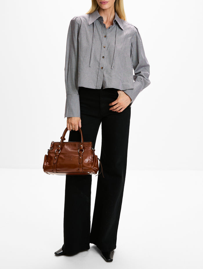 Durham Blouse,RÙADH,BROWN HOUNDSTOOTH,Image 1