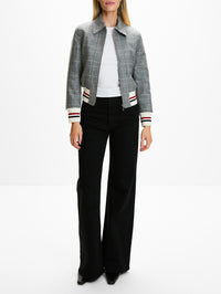Cropped Flight Jacket,THOM BROWNE,MEDIUM GREY,Image 2