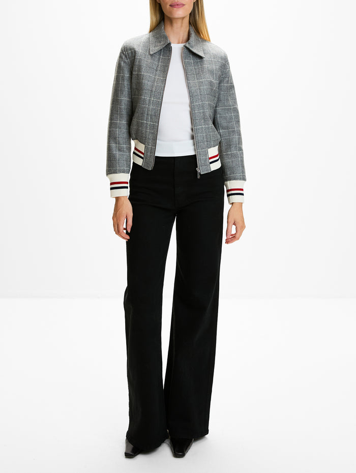 Cropped Flight Jacket,THOM BROWNE,MEDIUM GREY,Image 1